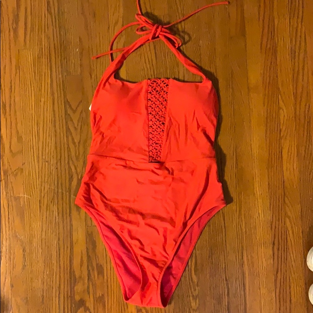 Aerie Red One Piece Swimsuit High Waisted
